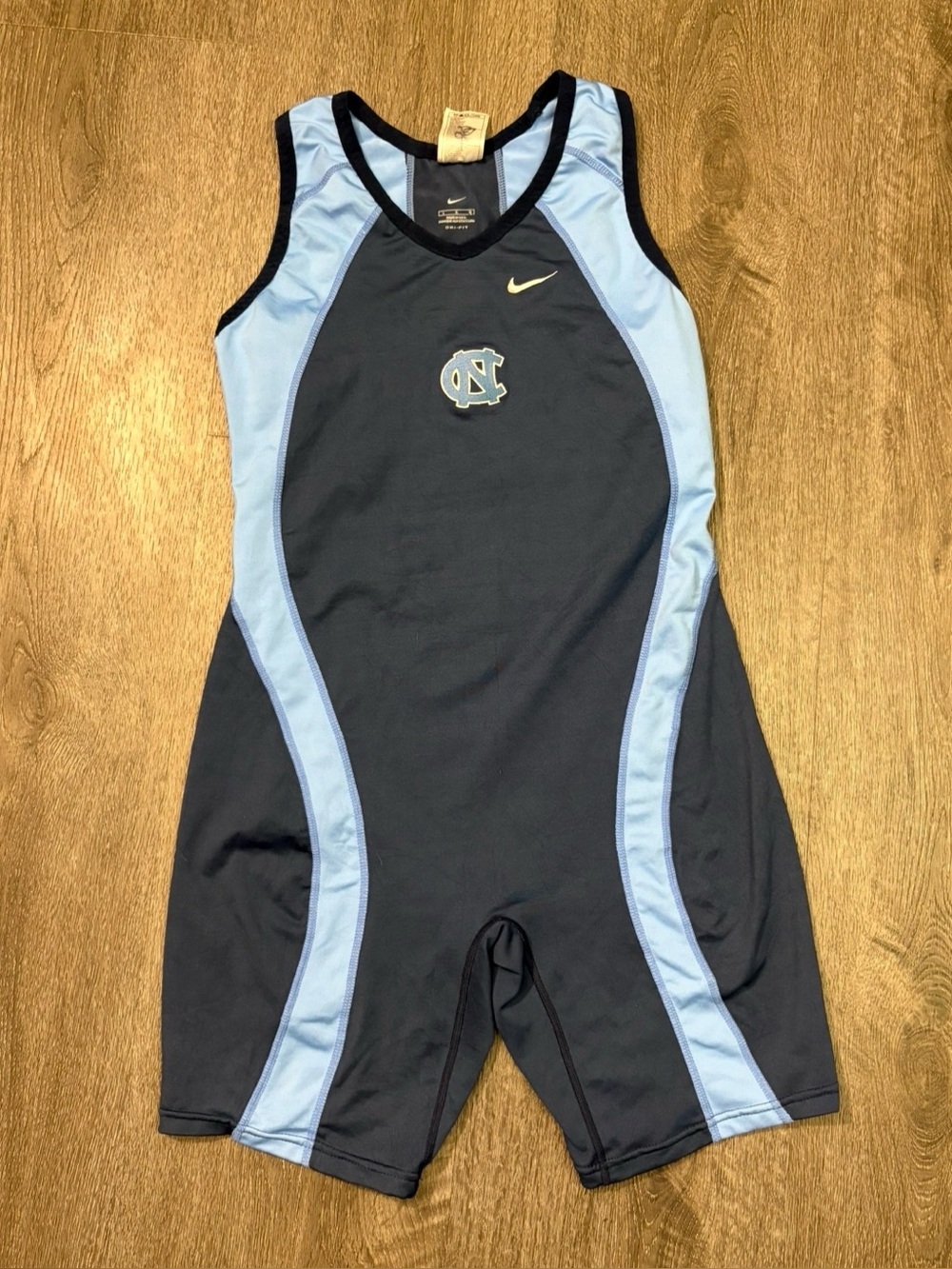 Nike Team Issued UNC Tar Heels Wrestling Singlet Navy Blue Men's Size Large NCAA